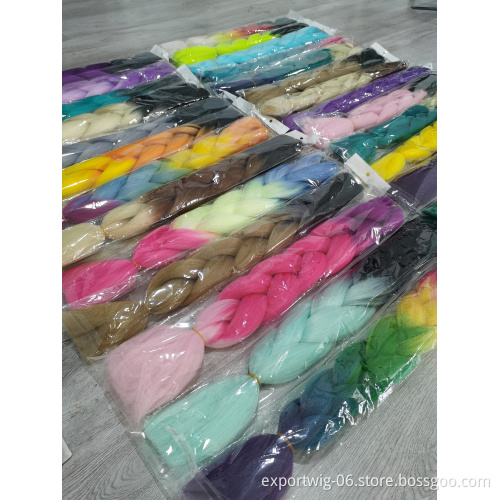 Ombre Synthetic Hair Extension Crochet Jumbo Braids Hair Yaki 24 Inch 100g Synthetic Raw Material Jumbo Braid Hair Extensions